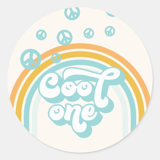 Cool One Boy 1e Verjaardag Ronde Sticker (Voorkant)