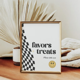 Cool One Boy's Checkered Retro voorkeursbord Poster