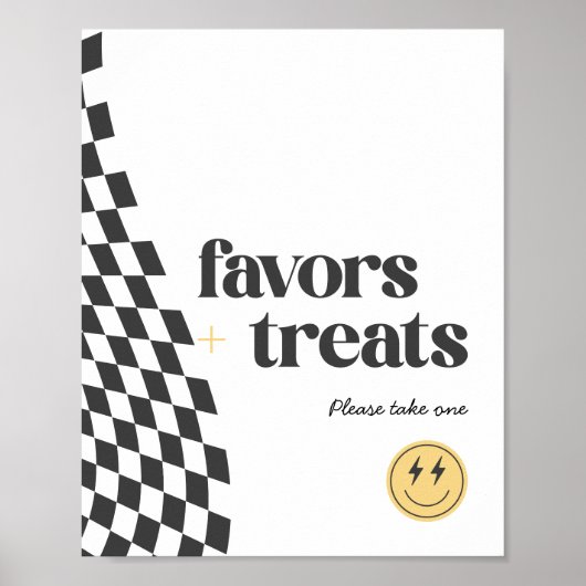 Cool One Boy's Checkered Retro voorkeursbord Poster (Voorkant)