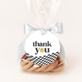 Cool One Boy's First Birthday Checkered Retro Bedankjes Labels