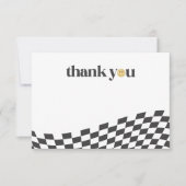 Cool One Boy's First Birthday Checkered Retro Bedankkaart (Voorkant)