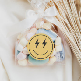 Cool One Boy's First Birthday Checkered Retro Ronde Sticker