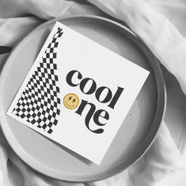 Cool One Boy's First Birthday Checkered Retro Servet