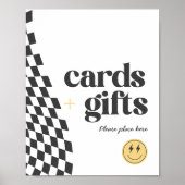 Cool One Boy's Geruite Retro Kaarten en Geschenken Poster (Voorkant)