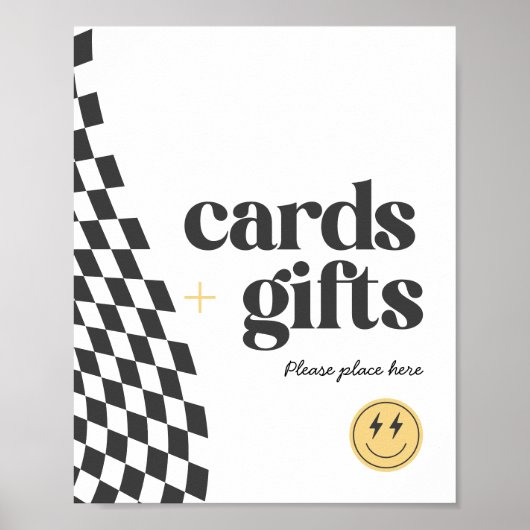 Cool One Boy's Geruite Retro Kaarten en Geschenken Poster (Voorkant)