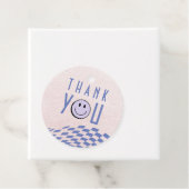 Cool One Girl's First Birthday Checkered Retro Bedankjes Labels (In situ)