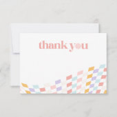 Cool One Girl's First Birthday Checkered Retro Bedankkaart (Voorkant)