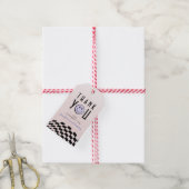 Cool One Girl's First Birthday Checkered Retro Cadeaulabel (Met Touw)