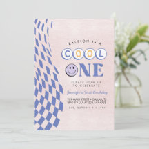 Cool One Girl's First Birthday Checkered Retro