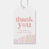 Cool One Girl's Happy Face Checkered Retro Favorie Cadeaulabel (Voorkant)