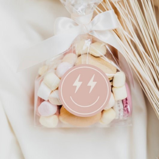 Cool One Girl's Happy Face Checkered Retro Ronde Sticker