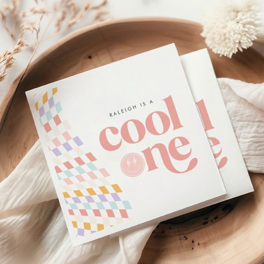 Cool One Groovy Girl's geruite retro Servet