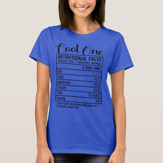 Cool One Nutritional Fact Bachelorette T-shirt (Voorkant)