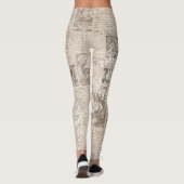 Cool One-of-a-Kind Ephemera Nieuws Print Patroon Leggings (Achterkant)