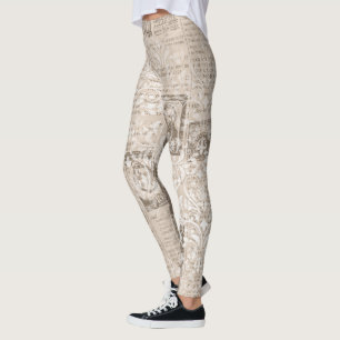 Cool One-of-a-Kind Ephemera Nieuws Print Patroon Leggings
