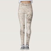 Cool One-of-a-Kind Ephemera Nieuws Print Patroon Leggings (Voorkant)