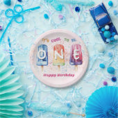 Cool One Pink Popsicle 1st Birthday Party Papieren Bordje (Feest)