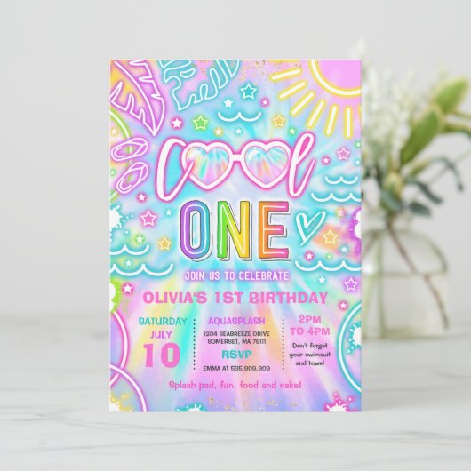 Cool One Pool 1e verjaardagsfeestje Kaart (Staand voorkant)