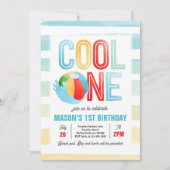 Cool One Pool Party Beach 1e verjaardagsfeestje Kaart (Voorkant)