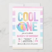 Cool One Pool Party Beach 1e verjaardagsfeestje Kaart (Voorkant)