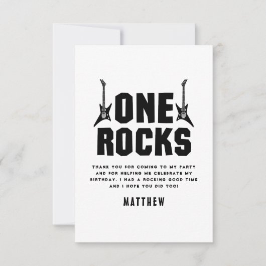 Cool One Rocks Zwart-Wit Verjaardag Bedankkaart (Voorkant)