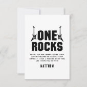 Cool One Rocks Zwart-Witte Verjaardag  Bedankkaart (Voorkant)