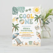 Cool One Summer Beach Party 1st Birthday  Kaart (Staand voorkant)