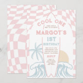 Cool One Surf Surfboard 1e verjaardagsfeestje Kaart (Voorkant / Achterkant)