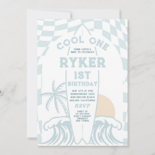 Cool One Surf Surfboard 1e verjaardagsfeestje Kaart
