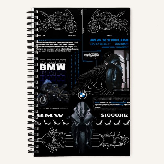Cool ontwerp van BMW S1000RR motorfiets op notitie Notitieboek (Voorkant)