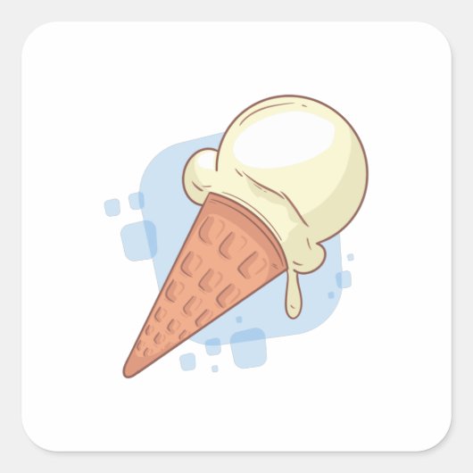 Cool Ontwerp van Vanille Ijs Vierkante Sticker (Voorkant)