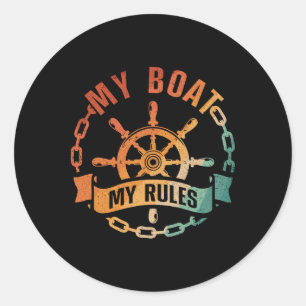Cool ontwerp voor bootkapitein voor mannen vrouwen ronde sticker