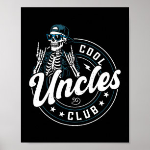 Cool Ooms Club T-shirt Grappig Skelet Oom Mannen  Poster