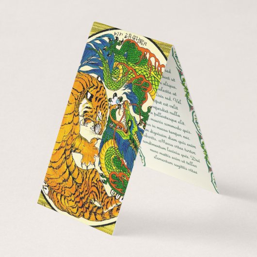 Cool -oosterling Yin Yang Dragon Tiger gevecht Visitekaartje (Voorkant)