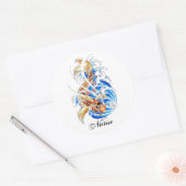 Cool oosters goud koi karper vis water tattoo ronde sticker (Envelop)