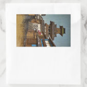 Cool oosters japans hasu kawase regenachtig dorp rechthoekige sticker (Tas)