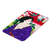 Cool oosters japans houtdruk geisha lady art magneet (Linkerzijde)