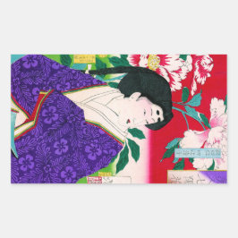 Cool oosters japans houtdruk geisha lady art rechthoekige sticker