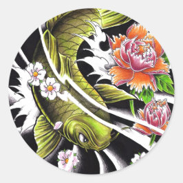Cool oosters japans ink gelukkig koi vis tattoo ronde sticker