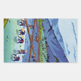 Cool oosters japans kasamatsu rijstplanten rechthoekige sticker