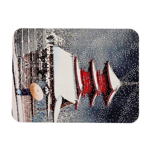 Cool oosters japans kawase winter landschap kunst magneet (Horizontaal)