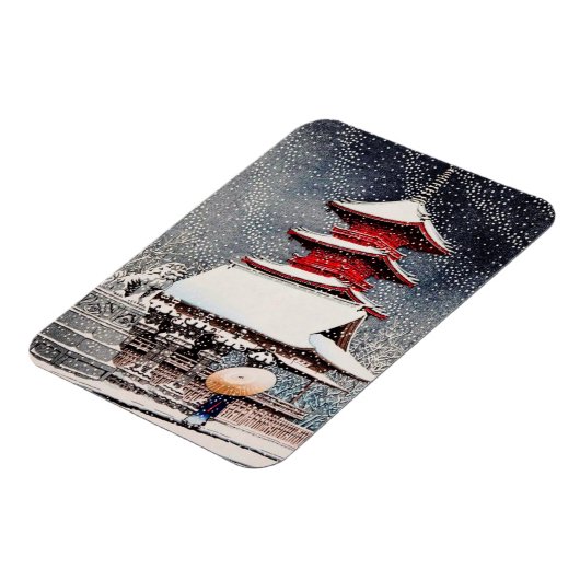 Cool oosters japans kawase winter landschap kunst magneet (Linkerzijde)