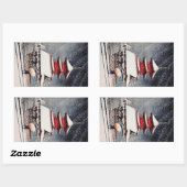 Cool oosters japans kawase winter landschap kunst rechthoekige sticker (Vel)