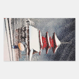 Cool oosters japans kawase winter landschap kunst rechthoekige sticker