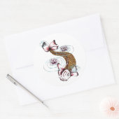 Cool Oosters Japans Koi Karper Vis Roze Lotus Ronde Sticker (Envelop)
