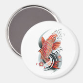Cool Oosters Japans Rood Koi Karper Vis tattoo Magneet (Voorkant / Achterkant)