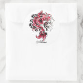 Cool Oosters Japans Rood Koi Karper Vis tattoo Ronde Sticker (Tas)