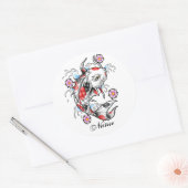 Cool oosters japans wit koi vis karper tattoo ronde sticker (Envelop)