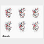Cool oosters japans wit koi vis karper tattoo ronde sticker (Vel)