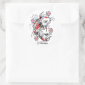 Cool oosters japans wit koi vis karper tattoo ronde sticker (Tas)